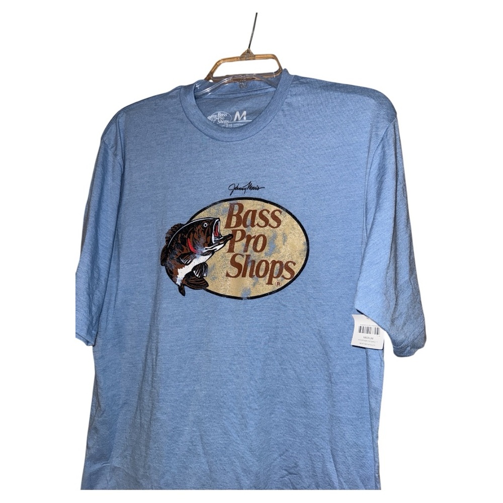 Bass Pro Shops Johnny Morris Graphic Tee Shirt Men’s Medium NWT Blue Fishing